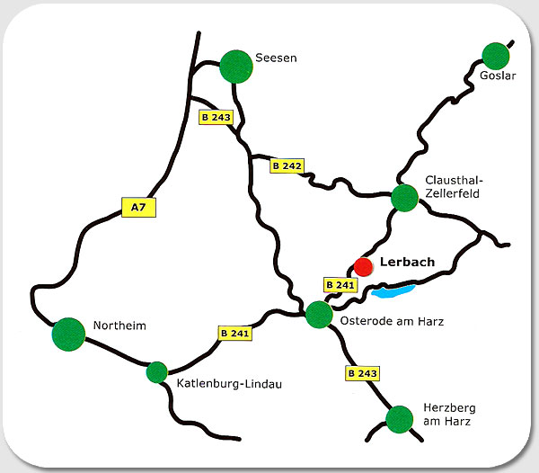 Anfahrtsskizze Ferienhuser Hirschhausen in Osterode-Lerbach